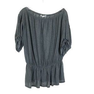 Womens One Size Beatrice San Francisco Gray Slit Sleeve Knit Tunic Top